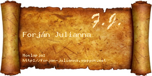 Forján Julianna névjegykártya